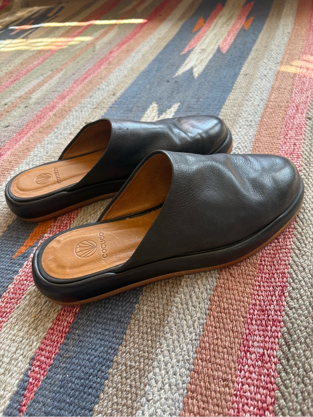 Coclico Noodles Slides Mules Flats Black Leather